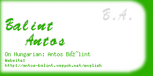 balint antos business card